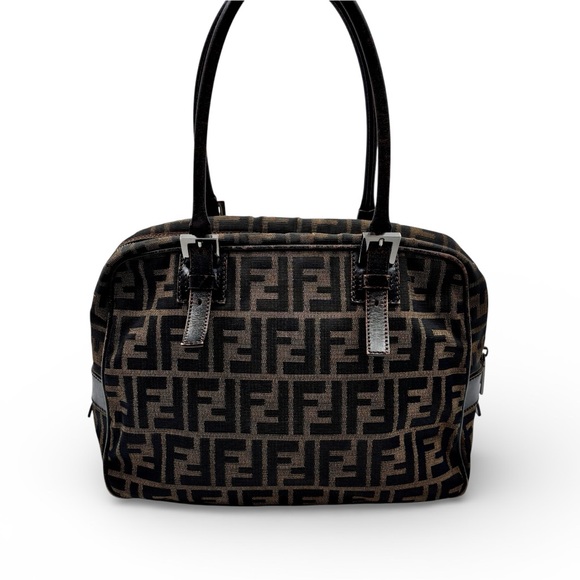 Fendi Handbags - Fendi Vintage Zucca Canvas Boston Shoulder Bag Brown